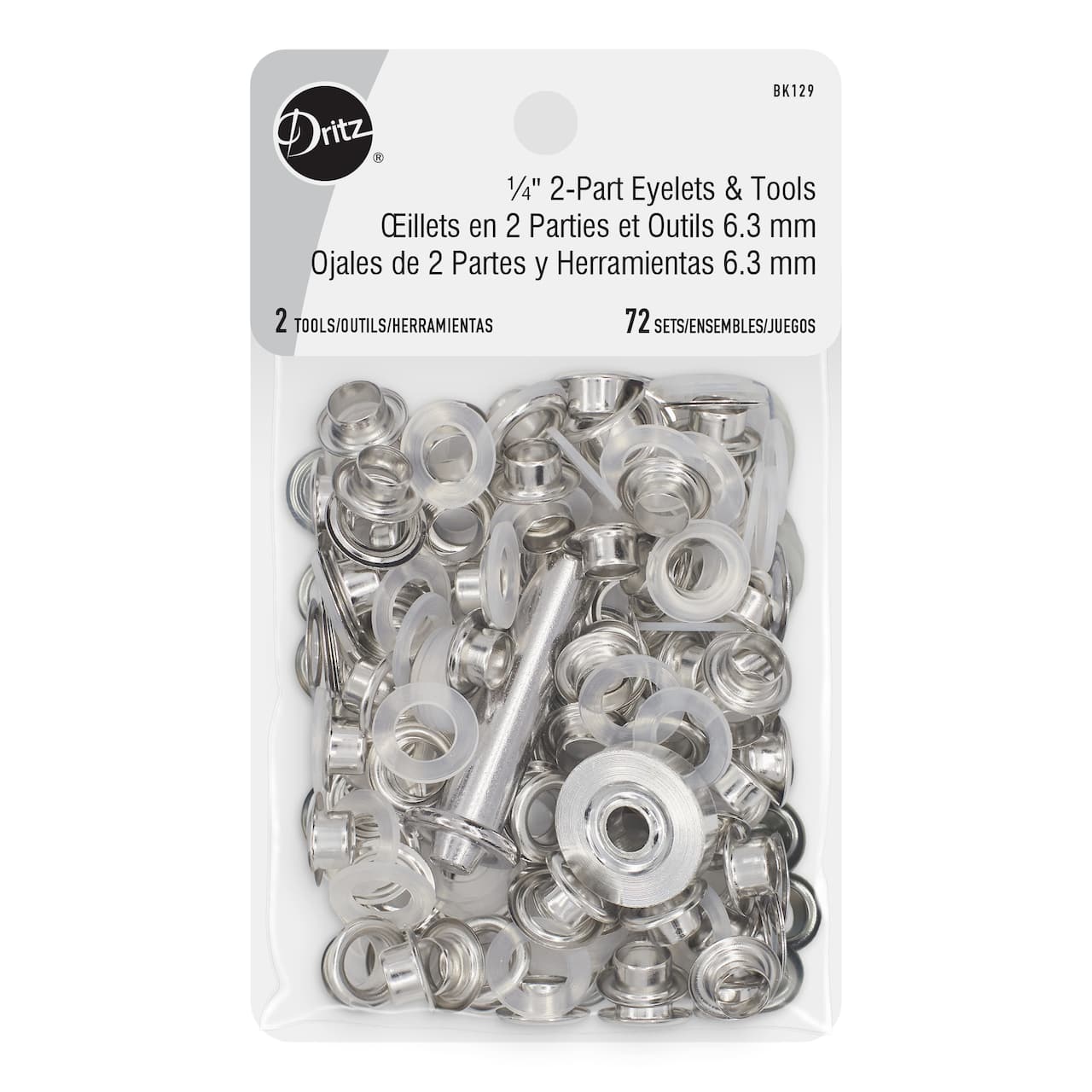 Dritz&#xAE; Silver 1/4&#x22; 2-Part Eyelets &#x26; Tools, 72 Sets